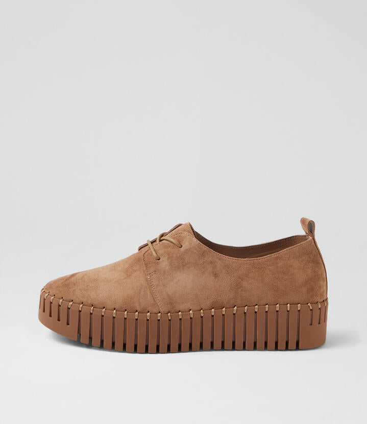 Image of Sneakers. Productname: Brooks Light Choc Suede Sneakers in Lt Choc-Lt Choc Sole colour by brand - MIDAS
