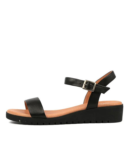 Image of Sandals. Productname: Maryanne Black Leather in BLACK-BLACK SOLE colour by brand - MIDAS