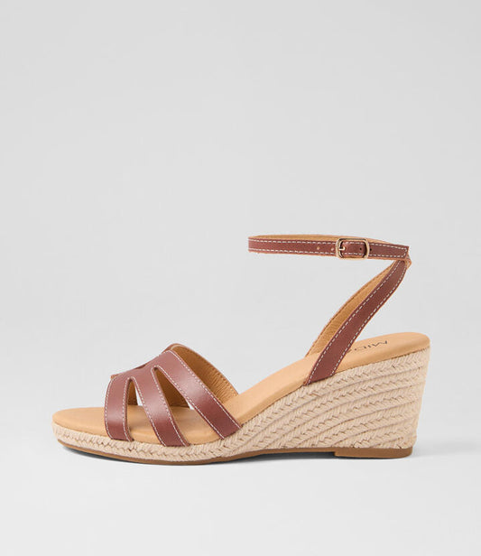 Image of Sandals. Productname: Jerica Walnut Leather Sandals in WALNUT colour by brand - MIDAS