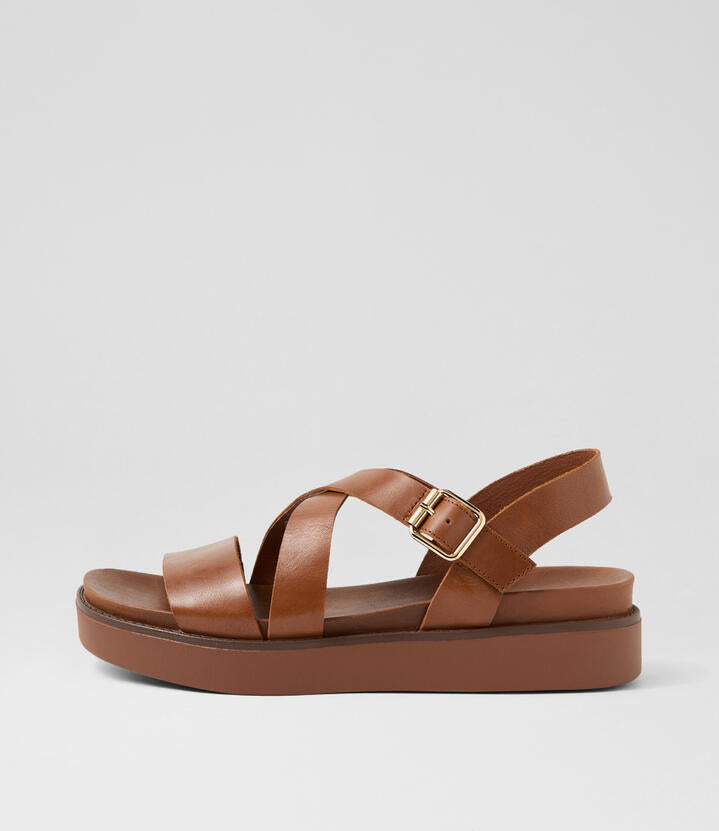 Image of Sandals. Productname: Bluu Walnut Leather Sandals in Walnut-Walnut Sole colour by brand - MIDAS