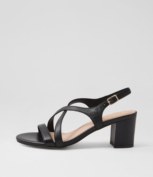 Image of Sandals. Productname: Genery Black Leather Sandals in BLACK colour by brand - MIDAS