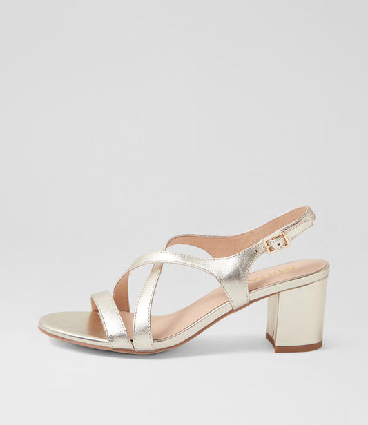 Image of Sandals. Productname: Genery Gold Leather Sandals in GOLD colour by brand - MIDAS