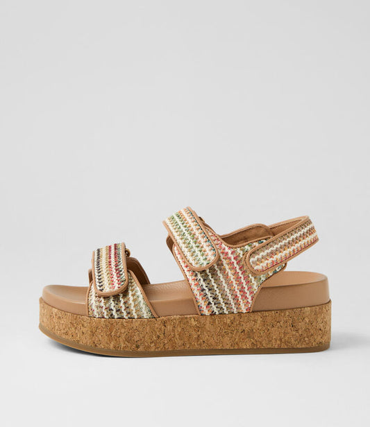 Image of Sandals. Productname: Marden Natural Multi Woven Leather Sandals in NATURAL MULTI colour by brand - MIDAS