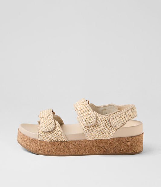 Image of Sandals. Productname: Marden Cream Woven Leather Sandals in CREAM colour by brand - MIDAS