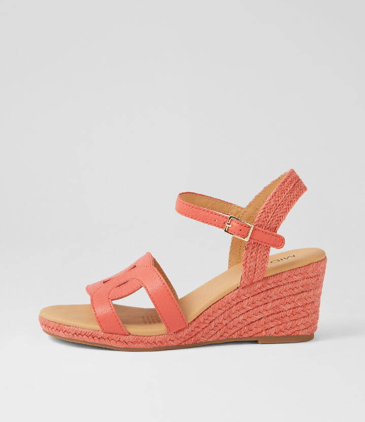 Image of Sandals. Productname: Jippet Coral Leather Sandals in CORAL colour by brand - MIDAS