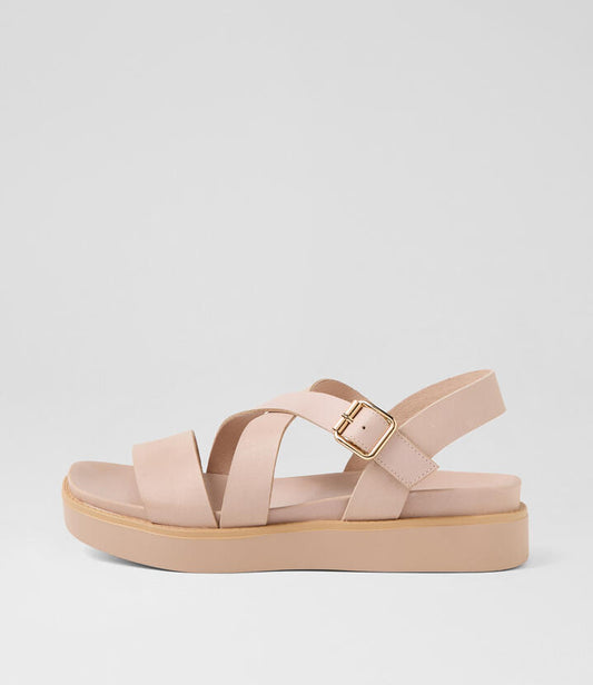 Image of Sandals. Productname: Bluu Light Taupe Leather Sandals in LT TAUPE-LT TAUPE SOLE colour by brand - MIDAS