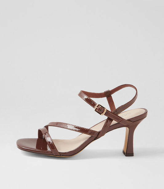 Image of Sandals. Productname: Tanty Choc Patent Leather Sandals in CHOC colour by brand - MIDAS