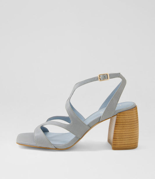 Image of Sandals. Productname: Tassy Steel Natural Leather Sandals in STEEL-NATURAL HEEL colour by brand - MIDAS