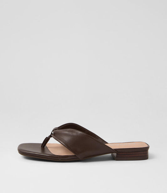 Image of Sandals. Productname: Newt Deep Dark Brown Heel Leather Sandals in DEEP BROWN-DK BROWN HEEL colour by brand - MIDAS