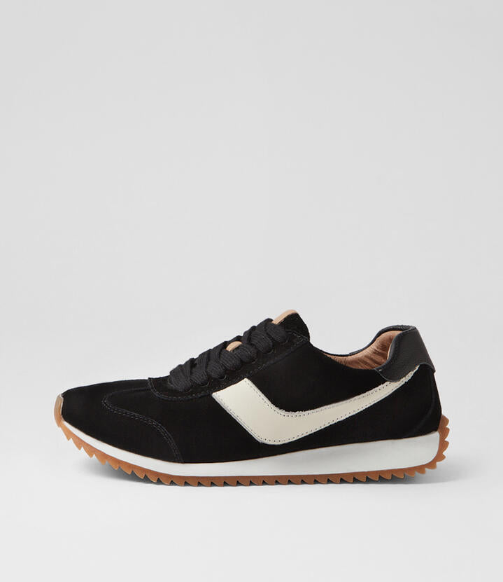 Image of Sneakers. Productname: Donnie Black Cream Suede Leather Sneakers in Black-Cream colour by brand - MIDAS