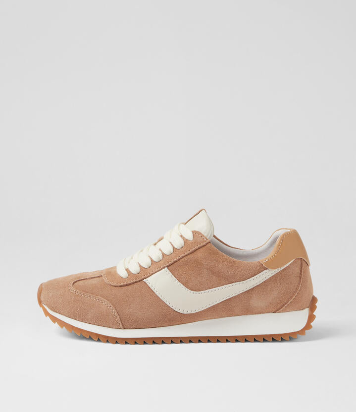 Image of Sneakers. Productname: Donnie Latte White Suede Leather Sneakers in LATTE-WHITE colour by brand - MIDAS