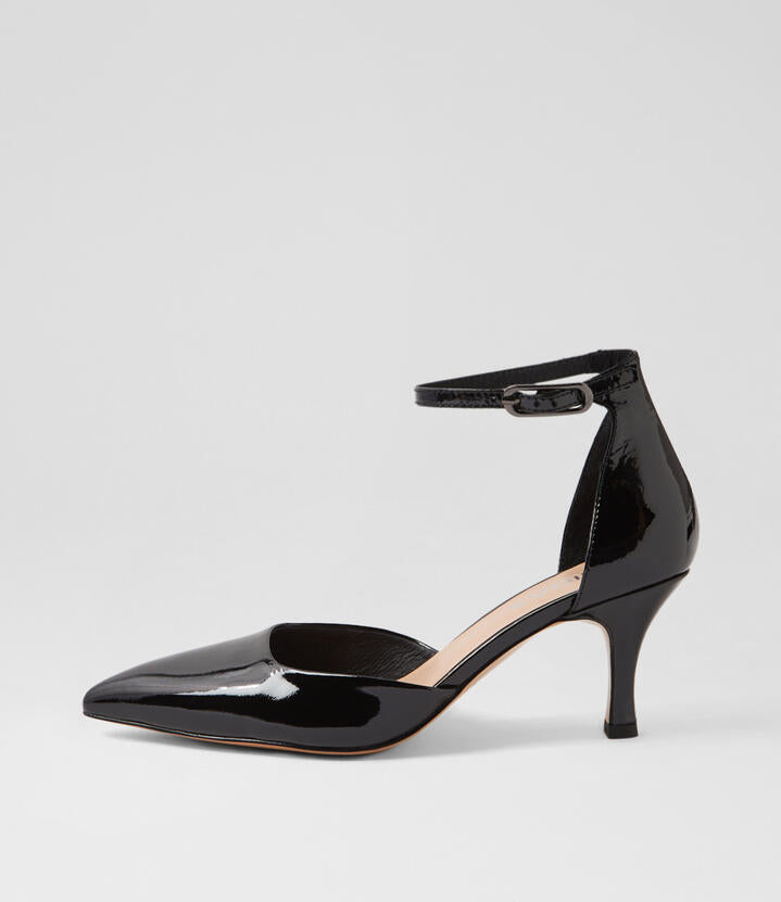 Image of Heels. Productname: Tatu Black Patent Leather Heels in BLACK colour by brand - MIDAS