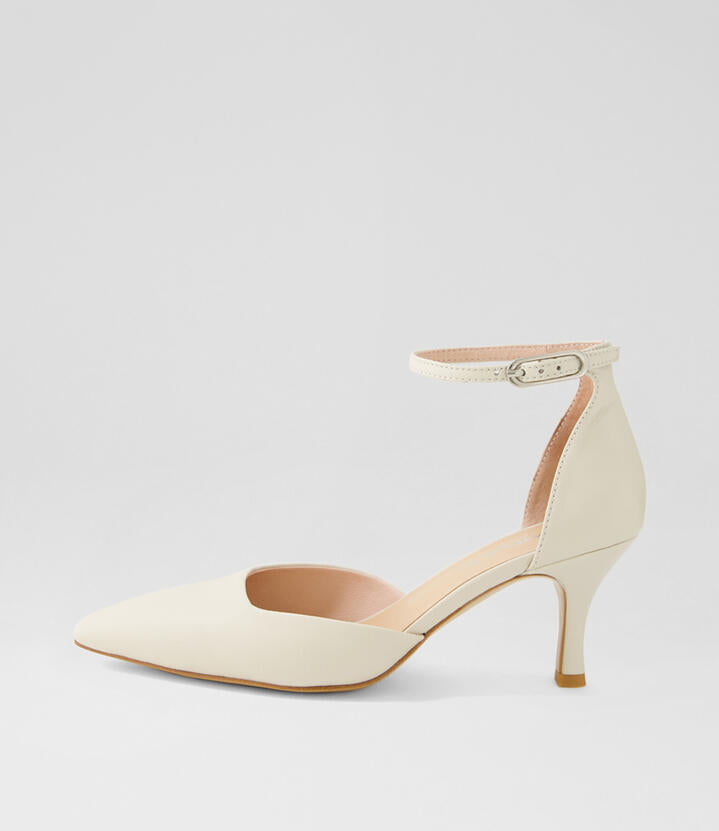 Image of Heels. Productname: Tatu Cream Leather Heels in CREAM colour by brand - MIDAS