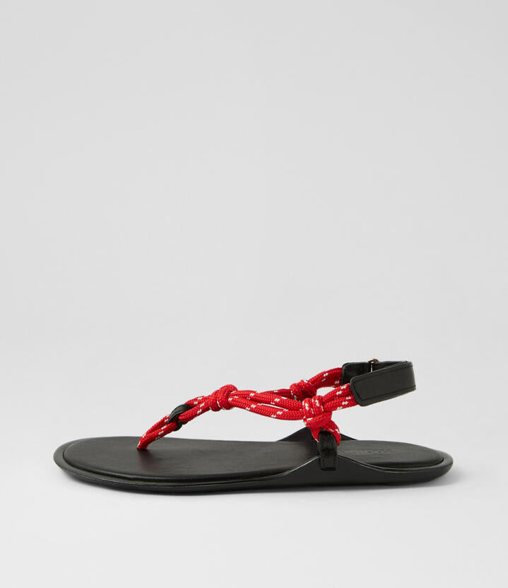 Image of Sandals. Productname: Ellemere Red Rope Leather Thongs in Red colour by brand - MOLLINI