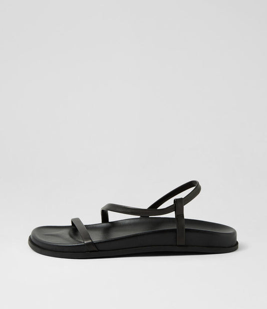 Image of Sandals. Productname: Herlia Black Leather Sandals in BLACK-BLACK SOLE colour by brand - MOLLINI