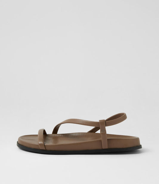 Image of Sandals. Productname: Herlia Dark Taupe Black Leather Sandals in DK TAUPE-BLACK SOLE colour by brand - MOLLINI