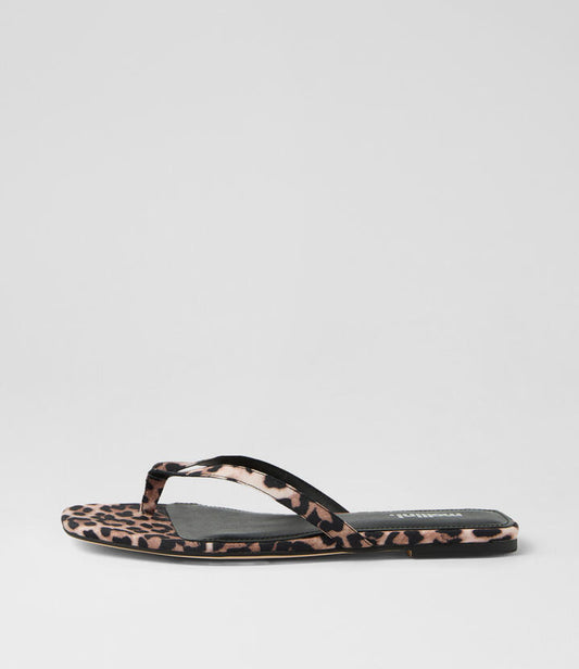 Image of Sandals. Productname: Reille Leopard Fabric Thongs in LEOPARD colour by brand - MOLLINI