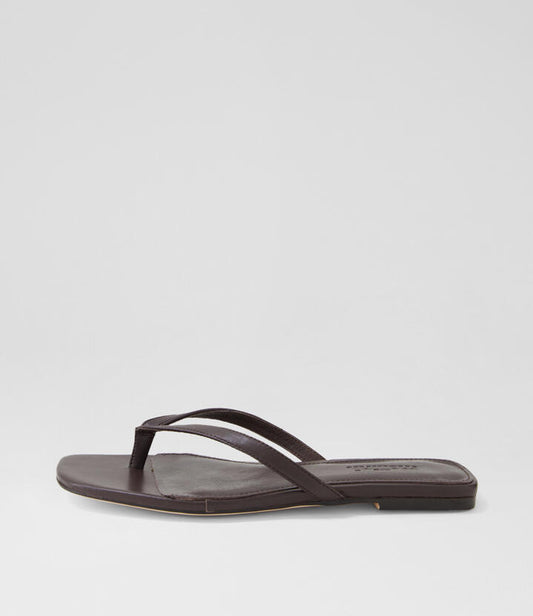 Image of Sandals. Productname: Reille Dark Brown Leather Thongs in DK BROWN colour by brand - MOLLINI