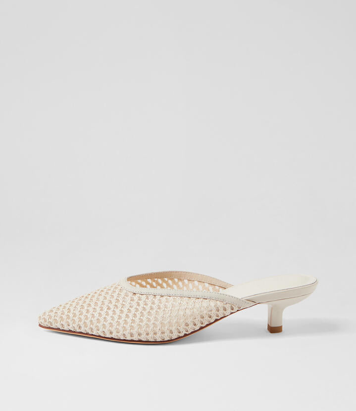 Image of Sandals. Productname: Celeb Cream Woven Leather Mules in Cream colour by brand - MOLLINI