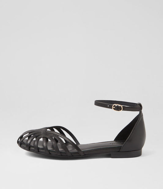 Image of Footwear. Productname: Bailey Black Leather Flat Shoes in BLACK colour by brand - MOLLINI