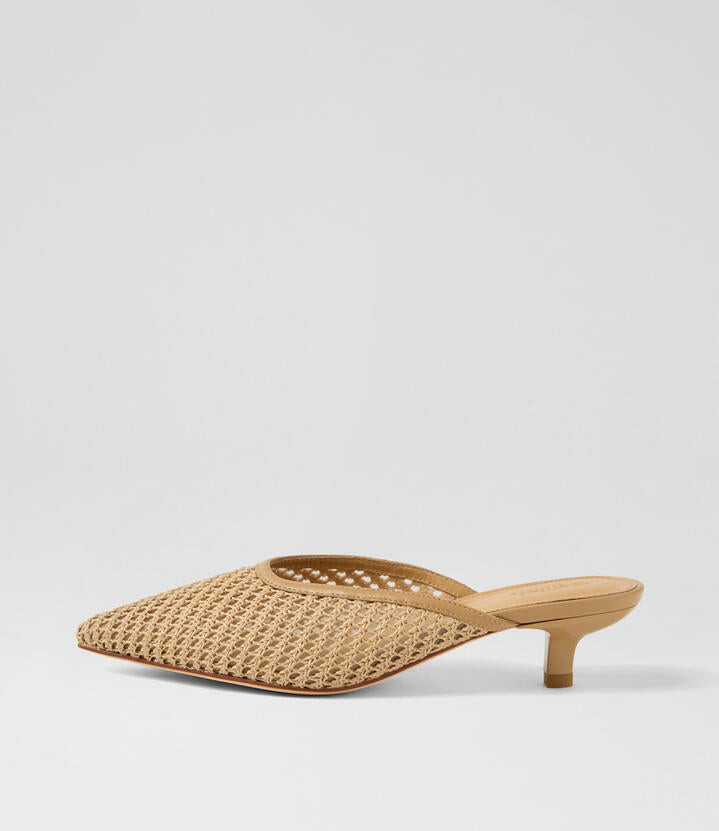 Image of Sandals. Productname: Celeb Natural Camel Woven Leather Mules in Natural-Camel colour by brand - MOLLINI