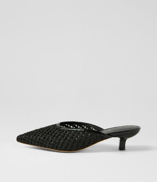 Image of Sandals. Productname: Celeb Black Woven Leather Mules in BLACK colour by brand - MOLLINI