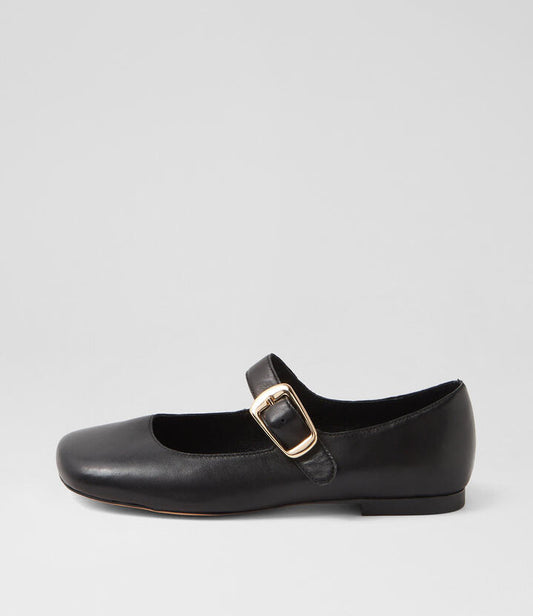 Image of Footwear. Productname: Poleny Black Leather Flat Shoes in BLACK colour by brand - MOLLINI
