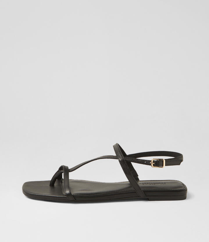 Image of Sandals. Productname: Rollina Black Leather Sandals in BLACK colour by brand - MOLLINI