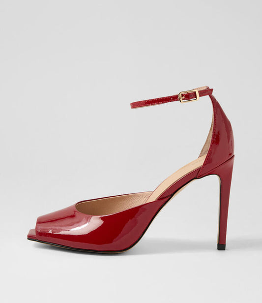 Image of Heels. Productname: Julien Deep Red Patent Leather Heels in DEEP RED colour by brand - MOLLINI