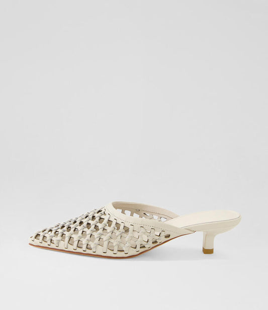 Image of Sandals. Productname: Chirles Cream Leather Mules in Cream colour by brand - MOLLINI