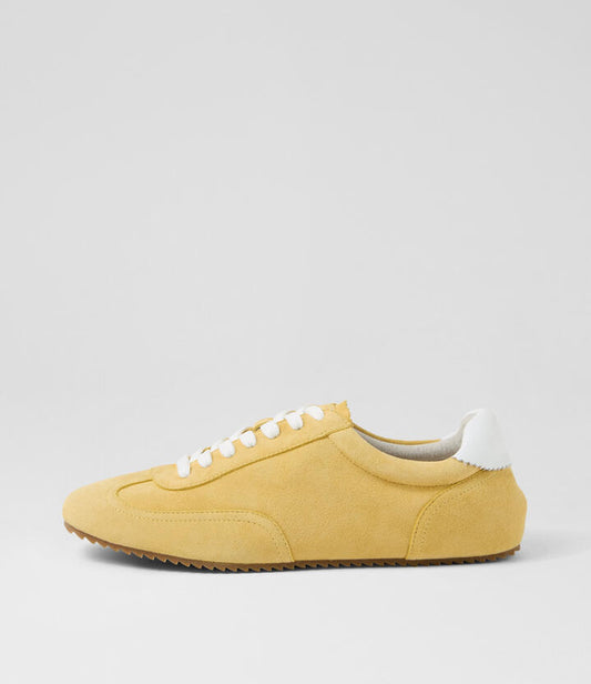 Image of Sneakers. Productname: Liloa Lemon White Suede Leather Sneakers in LEMON-WHITE colour by brand - MOLLINI