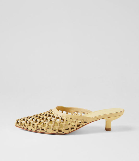 Image of Sandals. Productname: Chirles Lemon Leather Mules in Lemon colour by brand - MOLLINI