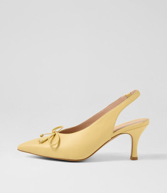 Image of Heels. Productname: Tarshia Lemon Leather Pump Heels in LEMON colour by brand - MOLLINI