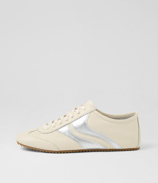 Image of Sneakers. Productname: Leilana Cream Silver Leather Sneakers in CREAM-SILVER colour by brand - MOLLINI