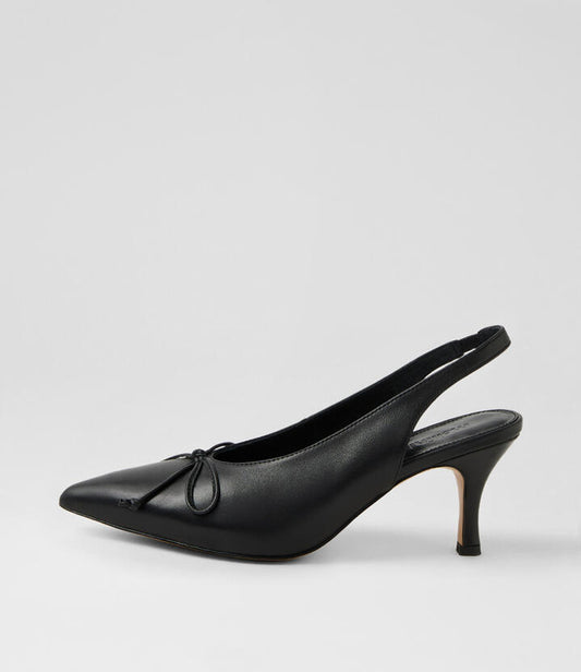 Image of Heels. Productname: Tarshia Black Leather Pump Heels in BLACK colour by brand - MOLLINI
