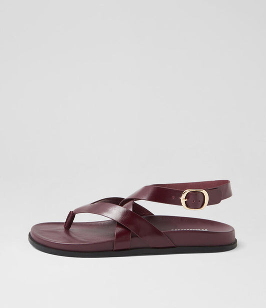 Image of Sandals. Productname: Havilo Burgundy Leather Thongs in BURGUNDY colour by brand - MOLLINI