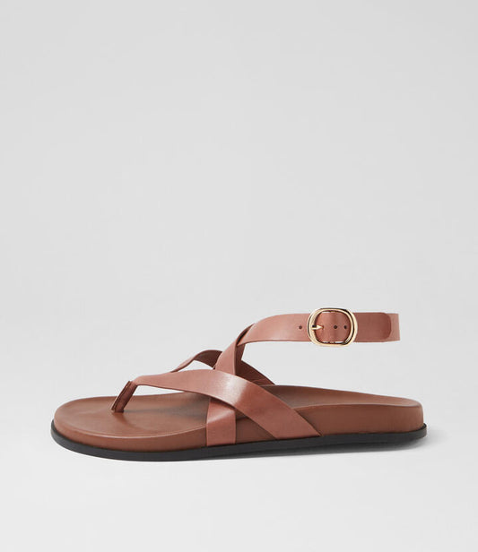 Image of Sandals. Productname: Havilo Walnut Leather Thongs in WALNUT colour by brand - MOLLINI