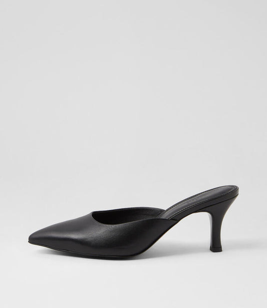 Image of Heels. Productname: Tay Black Leather Pump Heels in BLACK colour by brand - MOLLINI
