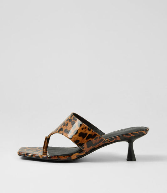 Image of Sandals. Productname: Torina Leopard Patent Leather Sandals in LEOPARD colour by brand - MOLLINI