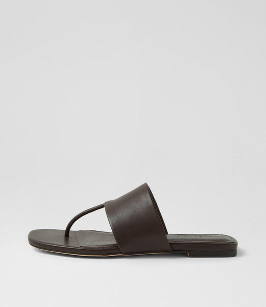 Image of Sandals. Productname: Rensy Dark Brown Leather Thongs in DK BROWN colour by brand - MOLLINI