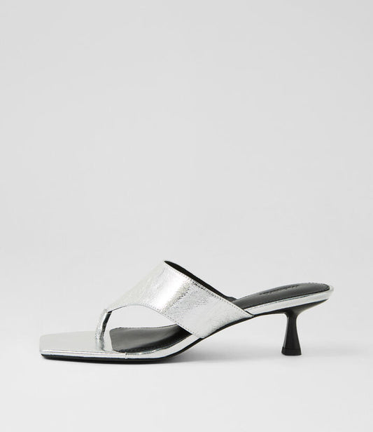 Image of Sandals. Productname: Torina Silver Crinkle Leather Sandals in SILVER colour by brand - MOLLINI