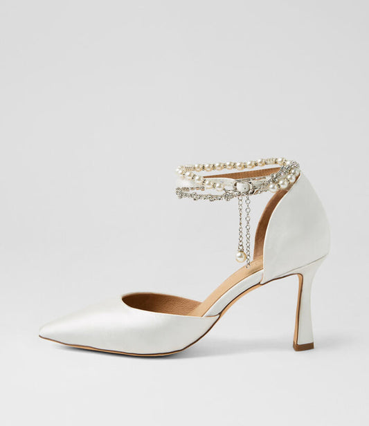 Image of Heels. Productname: Tatiana White Satin Pump Heels in WHITE colour by brand - MOLLINI