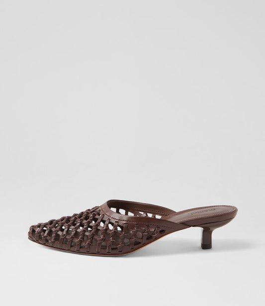 Image of Sandals. Productname: Chirles Dark Brown Leather Mules in Dk Brown colour by brand - MOLLINI