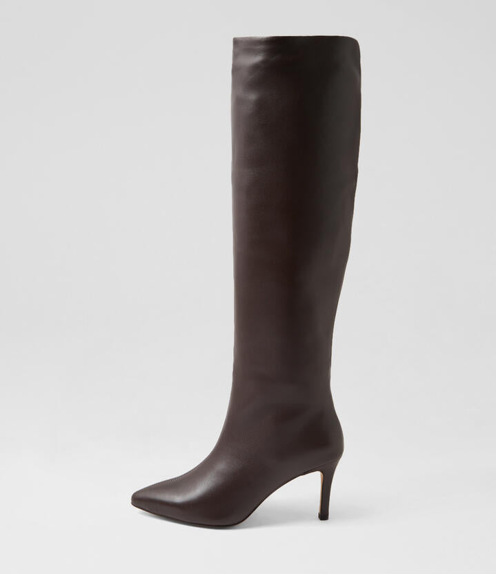 Image of Boots. Productname: Bubbles Choc Leather Knee High Boots in CHOC colour by brand - MIDAS