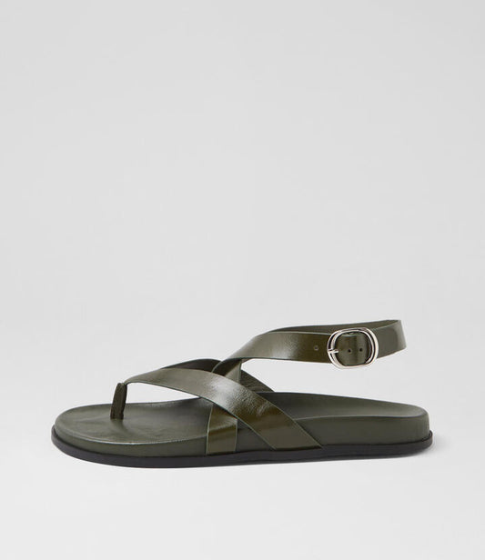Image of Sandals. Productname: Havilo Moss Leather Thongs in MOSS colour by brand - MOLLINI