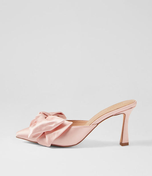 Image of Heels. Productname: Thebow Blush Satin Pump Heels in BLUSH colour by brand - MOLLINI