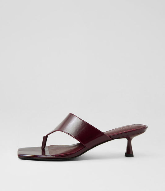 Image of Sandals. Productname: Torina Burgundy Shine Leather Sandals in BURGUNDY colour by brand - MOLLINI