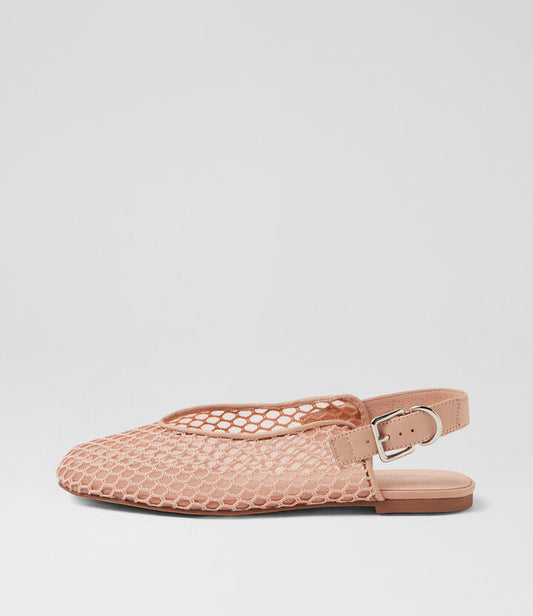 Image of Footwear. Productname: Nalsa Dark Nude Mesh Leather Flat Shoes in DK NUDE colour by brand - MOLLINI