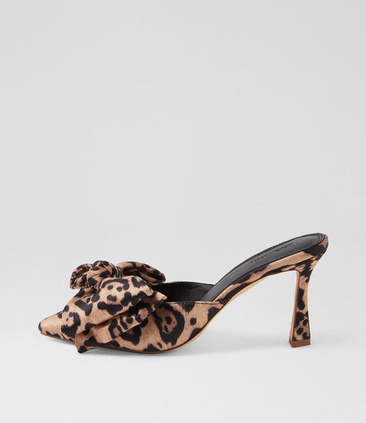Image of Heels. Productname: Thebow Leopard Satin Pump Heels in LEOPARD colour by brand - MOLLINI