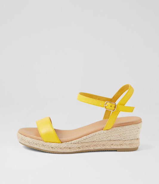 Image of Sandals. Productname: Sofi Yellow Leather Sandals in YELLOW colour by brand - MIDAS